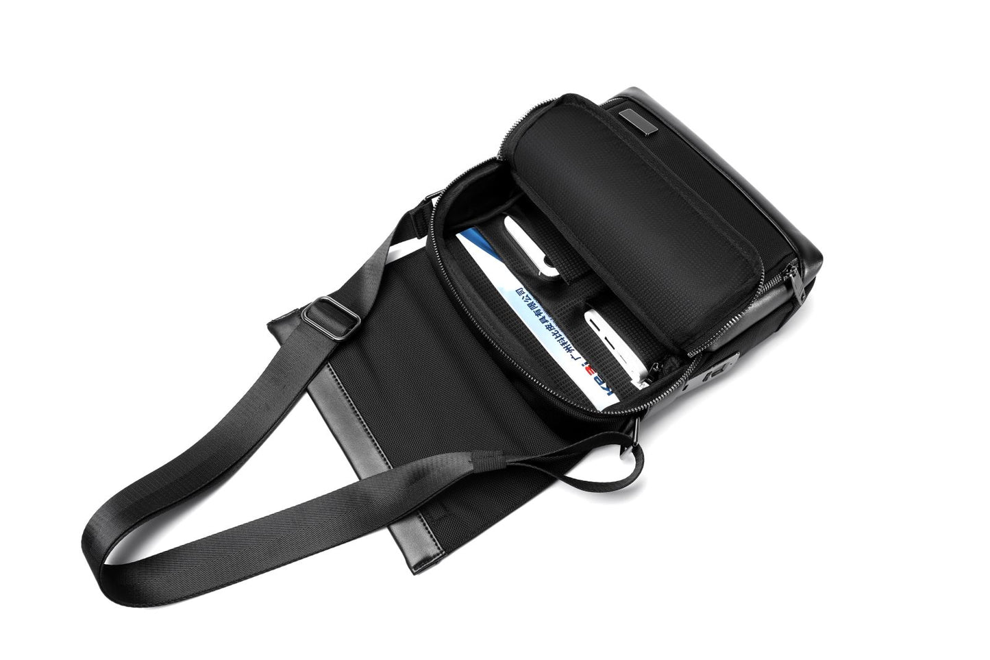GRAINS AND TAN Modern Carry™ Smart Fingerprint Crossbody Bag – Black