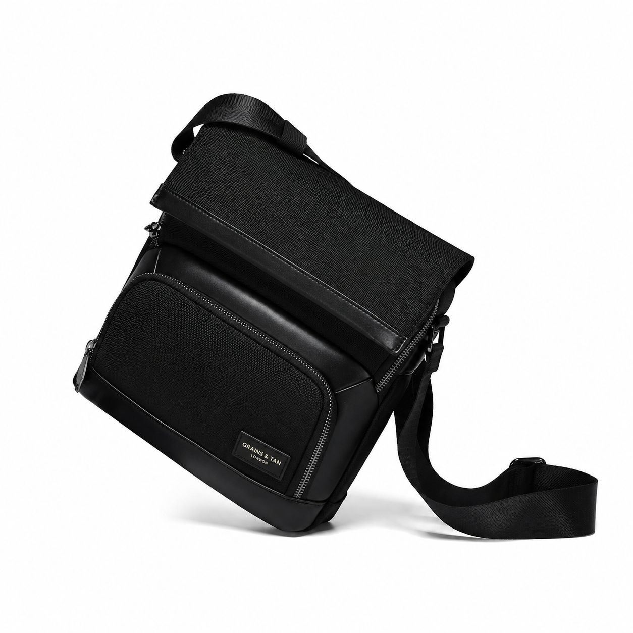 GRAINS AND TAN Modern Carry™ Smart Fingerprint Crossbody Bag – Black