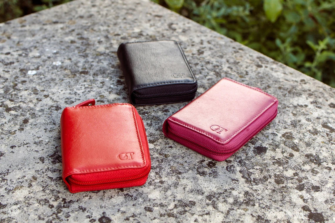 Full-Grain Leather Accordion Card Holder: RFID Secured Wallet
