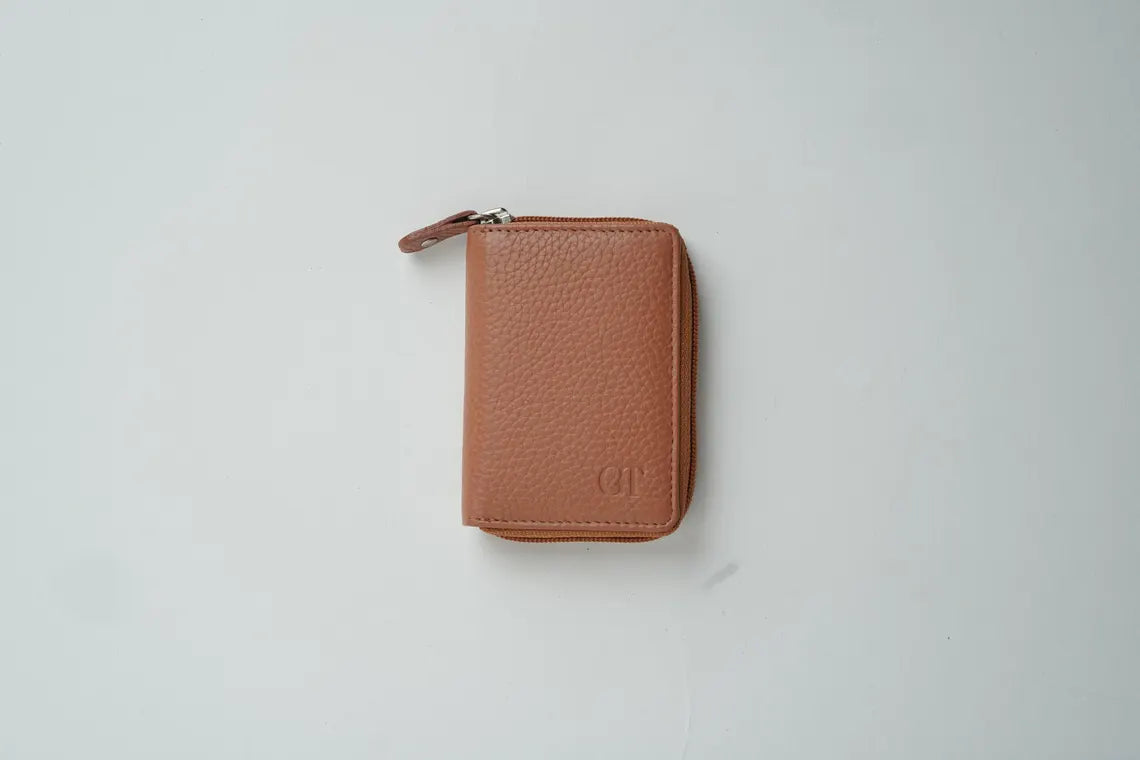 Full-Grain Leather Accordion Card Holder: RFID Secured Wallet