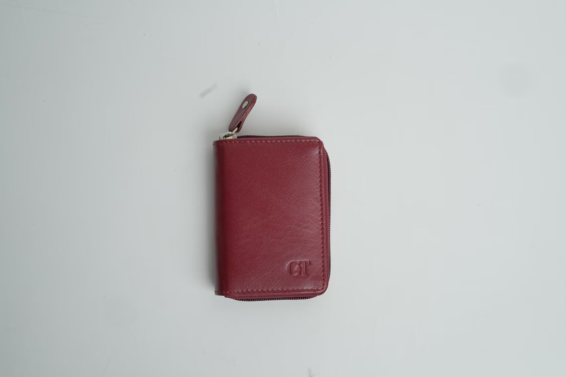 Full-Grain Leather Accordion Card Holder: RFID Secured Wallet