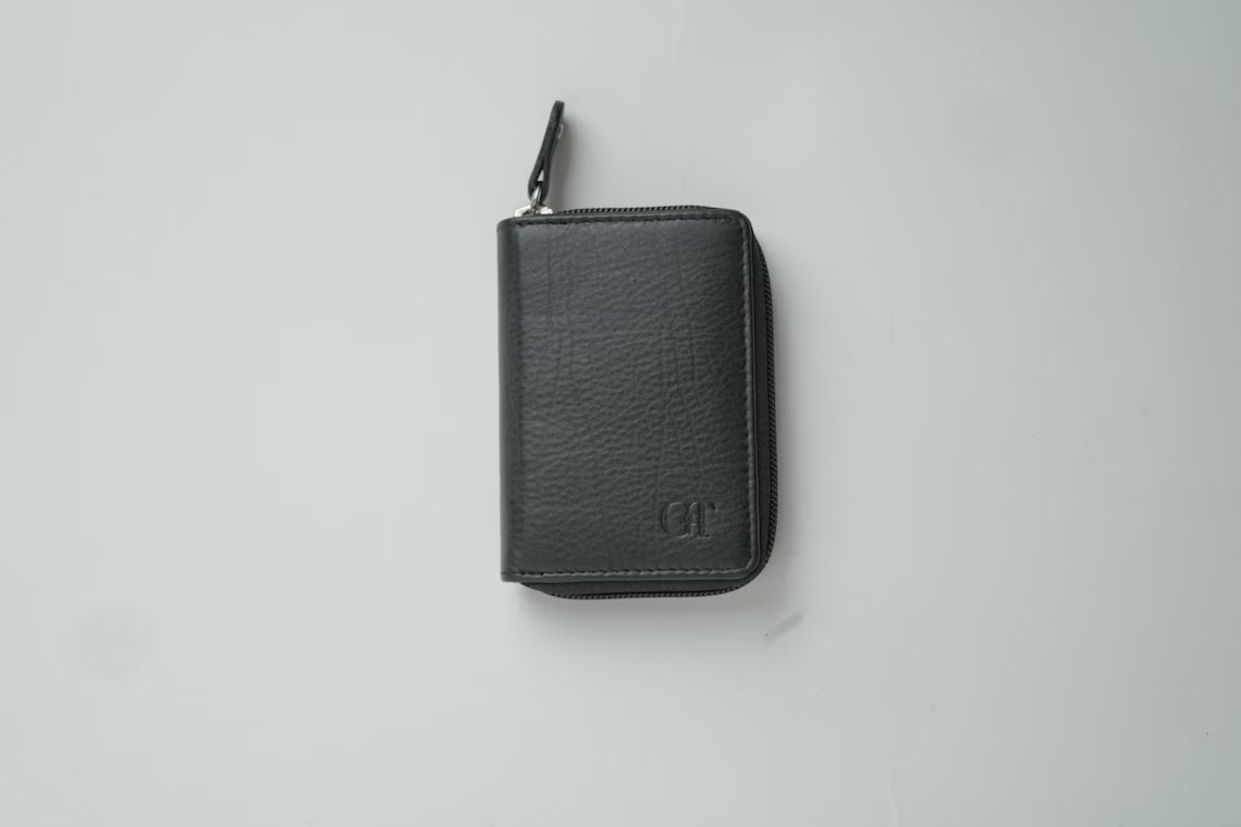 Full-Grain Leather Accordion Card Holder: RFID Secured Wallet